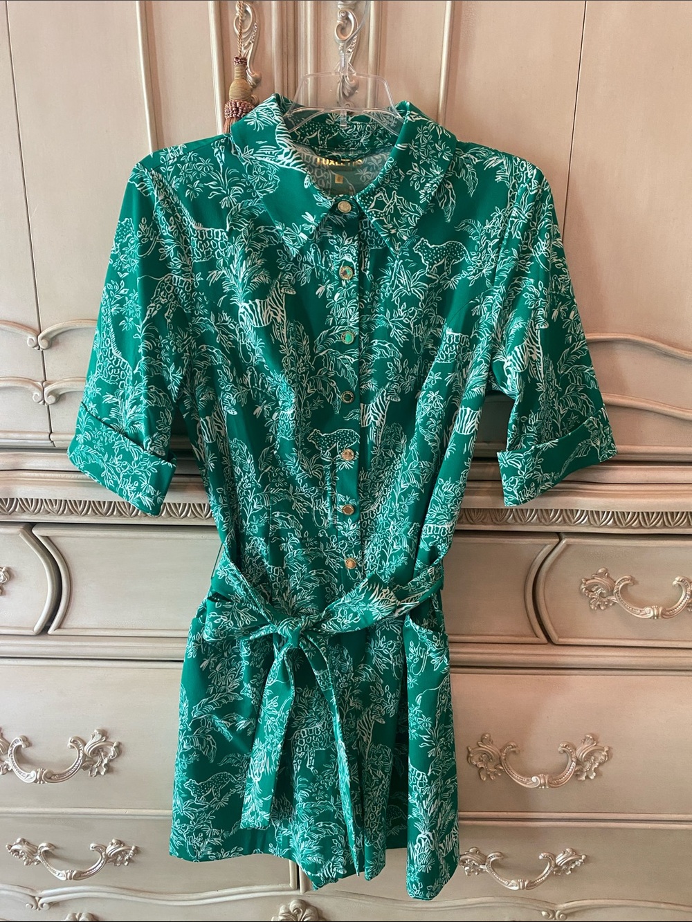 Lilly Pulitzer Emerald Green Printed Luxletic Romper